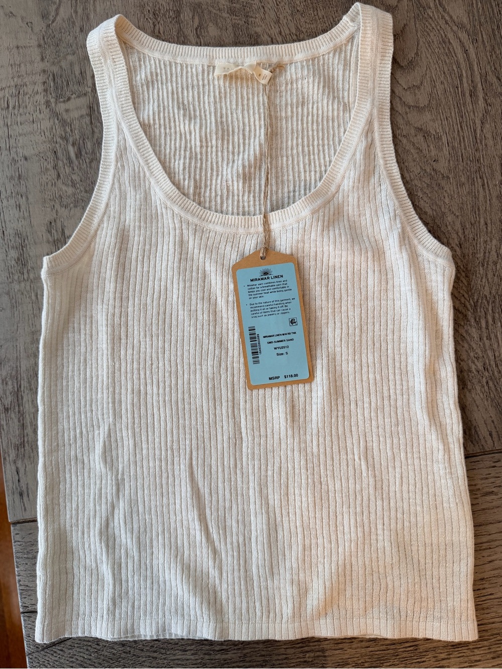 Faherty Women's Cream Mini Ribbed Miramar LinenTank NWT Small
